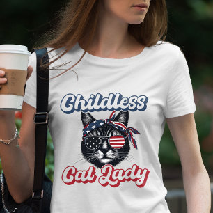 Childless Cat Lady Patriotic Election 2024 T-Shirt