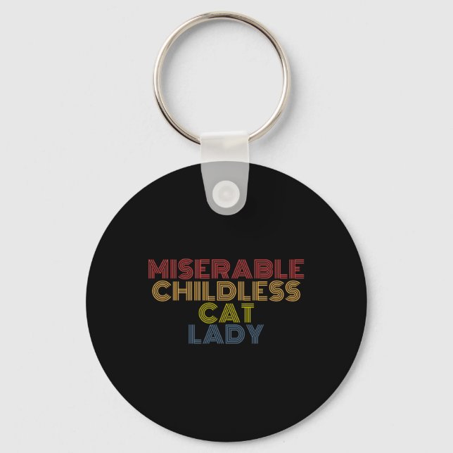 Childless Cat Lady Retro Vintage  Key Ring (Front)