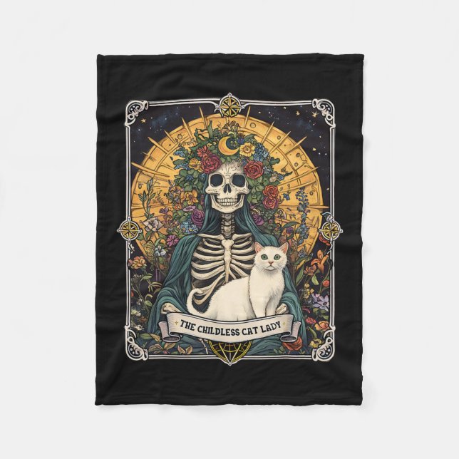 Childless Cat Lady Tarot Card 1  Fleece Blanket (Front)