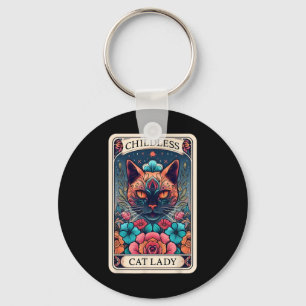Childless Cat Lady Tarot Card 2 Key Ring