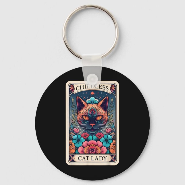 Childless Cat Lady Tarot Card 2  Key Ring (Front)