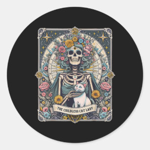 Childless Cat Lady Tarot Card Classic Round Sticker