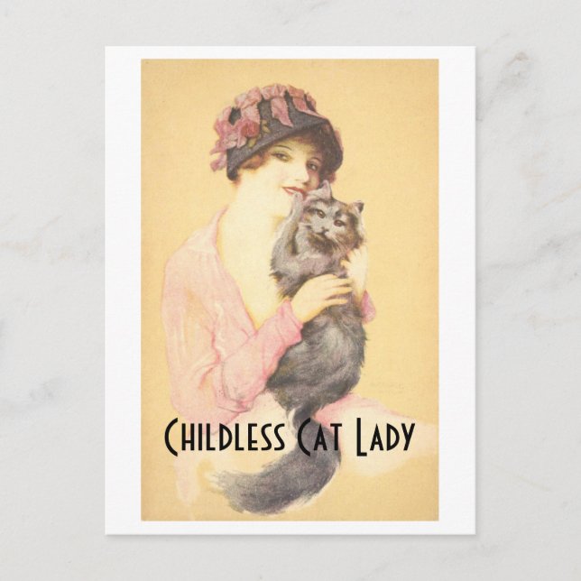 Childless Cat Lady Vintage Postcard (Front)