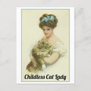 Childless Cat Lady Vintage Postcard