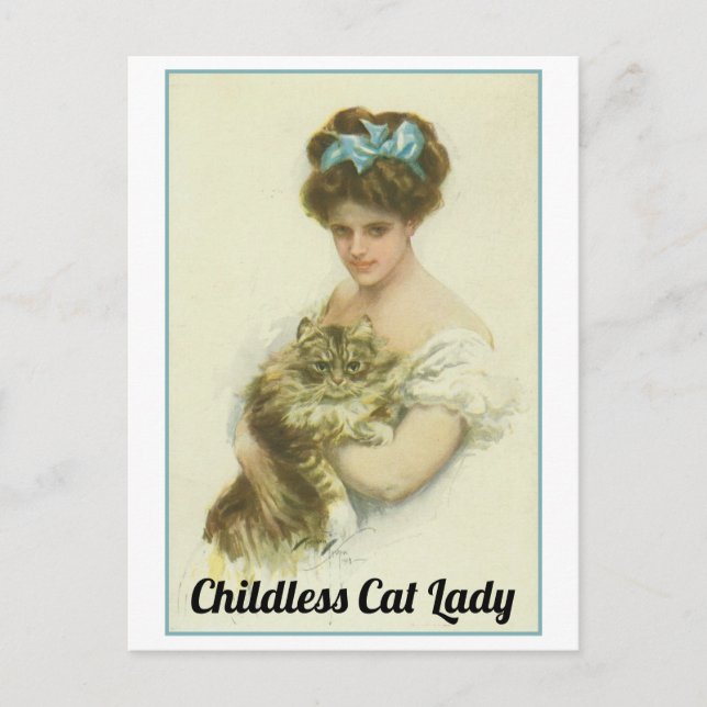 Childless Cat Lady Vintage Postcard (Front)