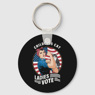 Childless Cat Lady Vote Vintage Rosie The Rivete Key Ring