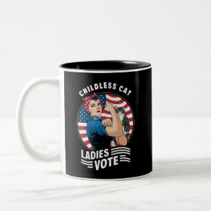Childless Cat Lady Vote Vintage Rosie The Rivete Two-Tone Coffee Mug