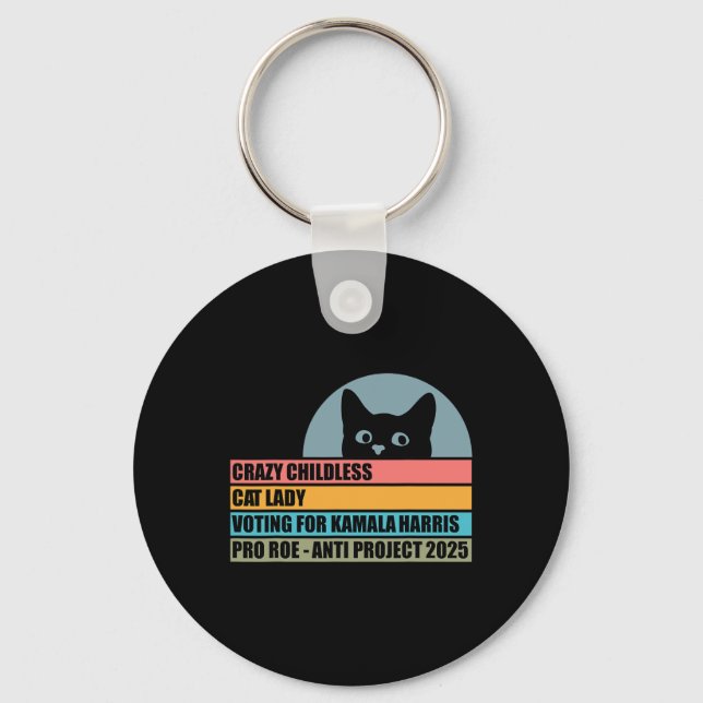 Childless Cat Lady Voting For Kamala Harris  Key Ring (Front)