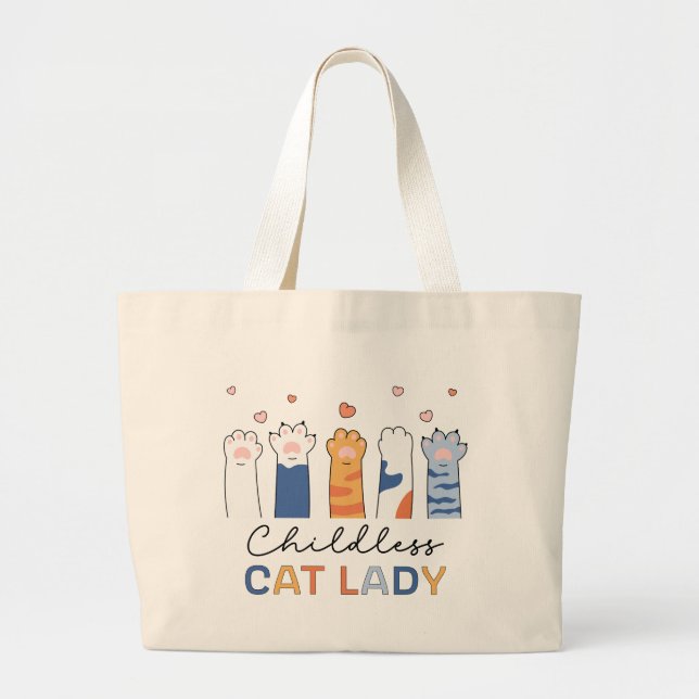 Childless Cat Lady Voting Kamala Harris President Large Tote Bag (Front)