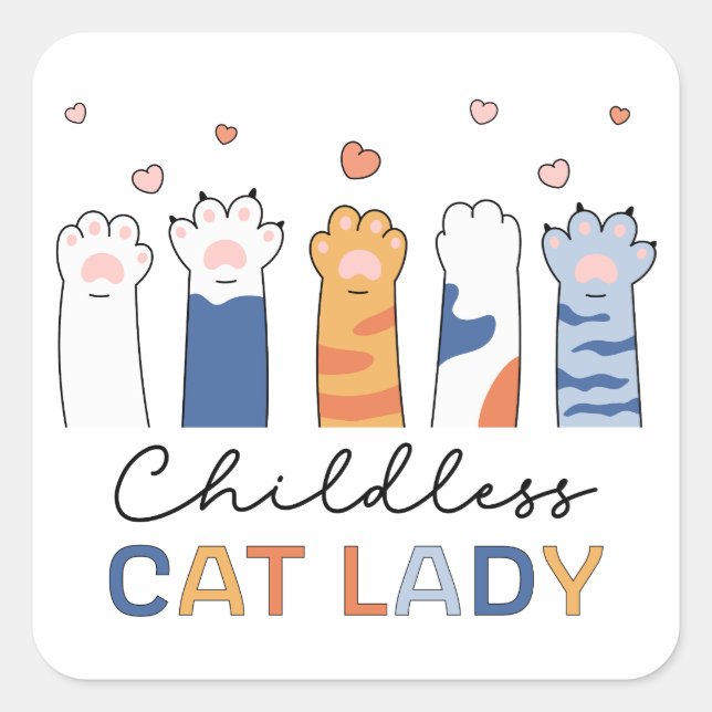 Childless Cat Lady Voting Kamala Harris President Square Sticker (Front)