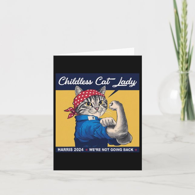 Childless Cat Lady We're Not Going Back Kamala Har Card (Front)