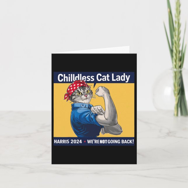 Childless Cat Lady We're Not Going Back Kamala Har Card (Front)