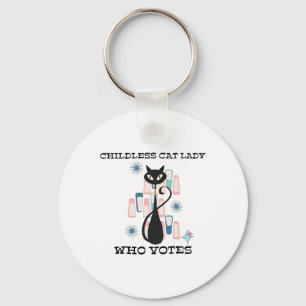 Childless Cat Lady Who Votes Mid-century Cats 50s Key Ring