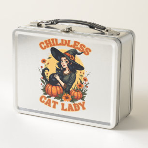 Childless cat lady witch - funny witchy black cat metal lunch box