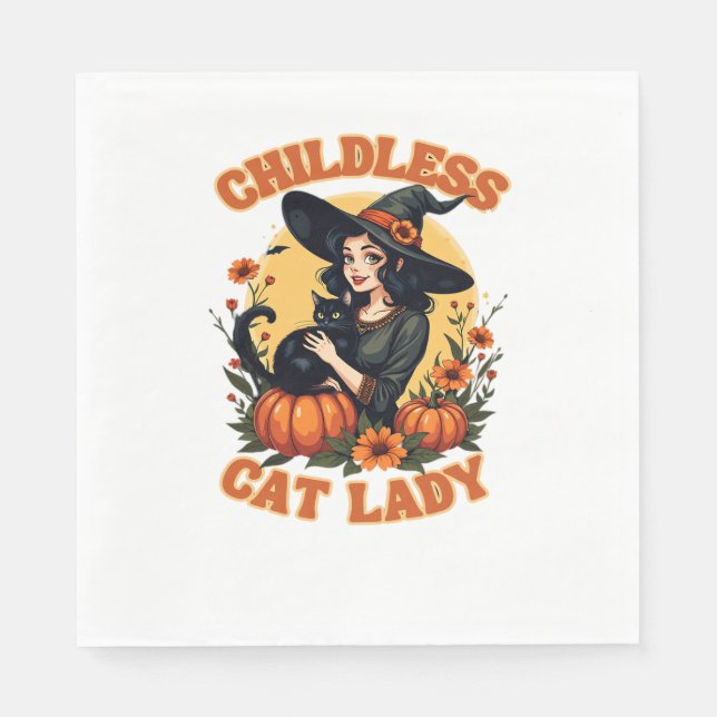 Childless cat lady witch - funny witchy black cat  napkin (Front)