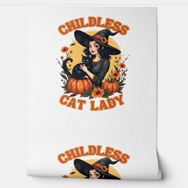 Childless cat lady witch - funny witchy black cat  wallpaper (Unrolling)