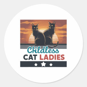 Childless Cat Lady Women's Vote Vintage Childless Classic Round Sticker