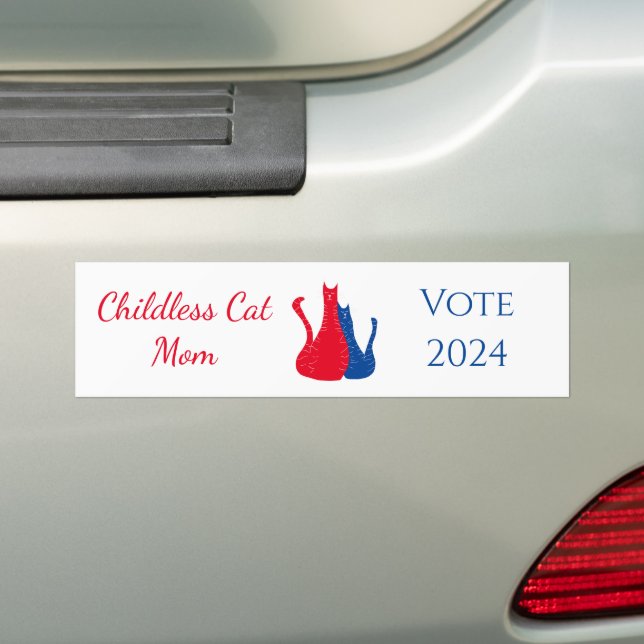 Childless Cat Mum 2024 Election President  Bumper Sticker (On Car)