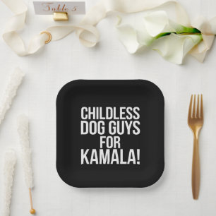 Childless Dog Guys for Kamala 2024 Vote Harris  Paper Plate