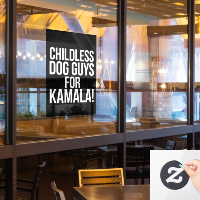 Childless Dog Guys for Kamala 2024 Vote Harris  Window Cling (Restaurant Window)