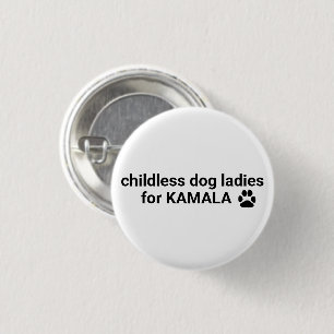 Childless dog ladies for Kamala fun black dog paw 3 Cm Round Badge