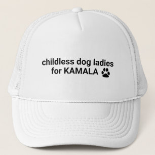 Childless dog ladies for Kamala fun black dog paw Trucker Hat