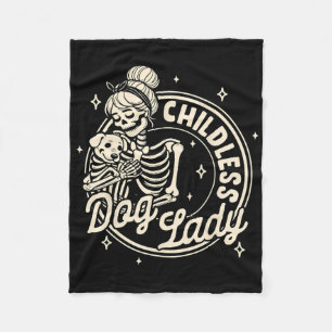 Childless Dog Ladies Funny Dog Skeleton Halloween Fleece Blanket