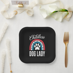 Childless Dog Lady Election Vote 2024 Rainbow USA Paper Plate
