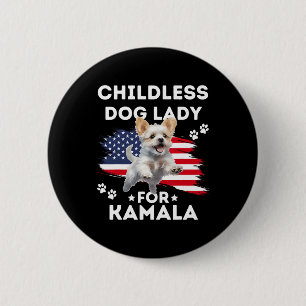 Childless Dog Lady For Kamala Harris Vintage Desig 6 Cm Round Badge