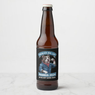 Childless Dog Lady is Voting Kamala Election 2024 Beer Bottle Label