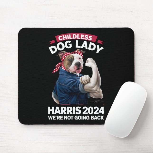 Childless Dog Lady Is Voting Kamala Election 2024 Mouse Mat (With Mouse)