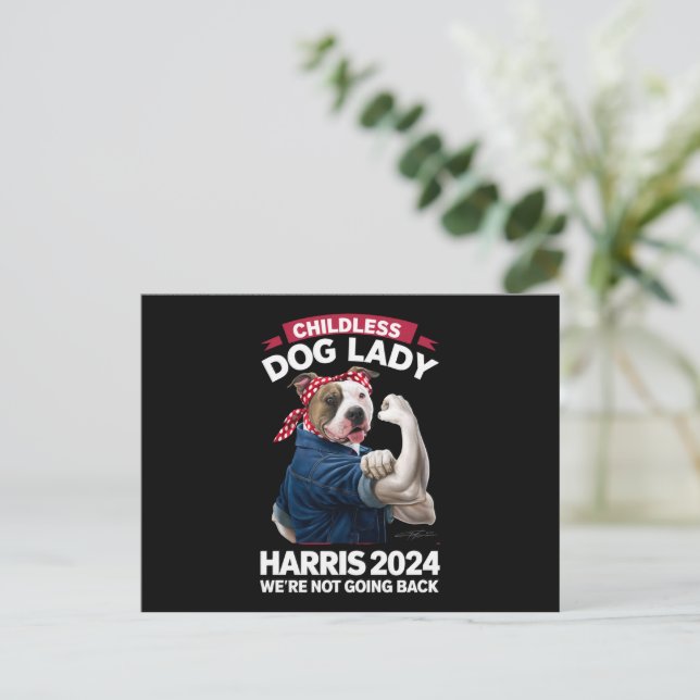 Childless Dog Lady Is Voting Kamala Election 2024 Postcard (Standing Front)