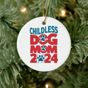 Childless Dog Mum Dog Lady Voting Patriotic Dog Ceramic Tree Decoration