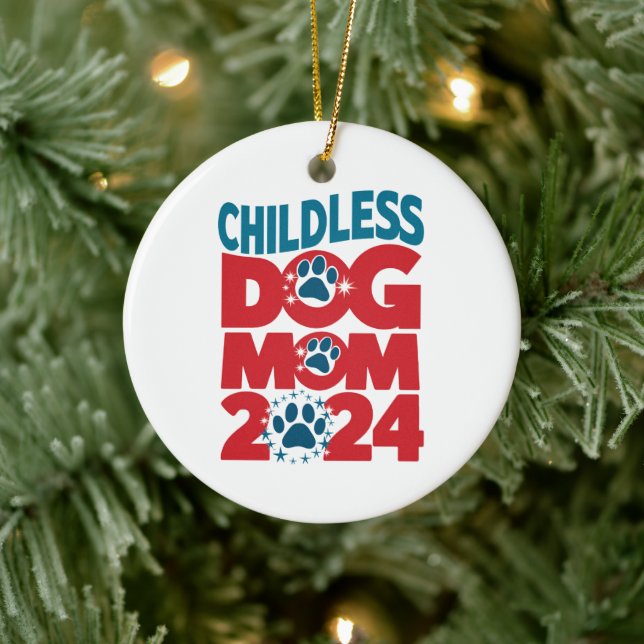 Childless Dog Mum Dog Lady Voting Patriotic Dog  Ceramic Tree Decoration (Tree)