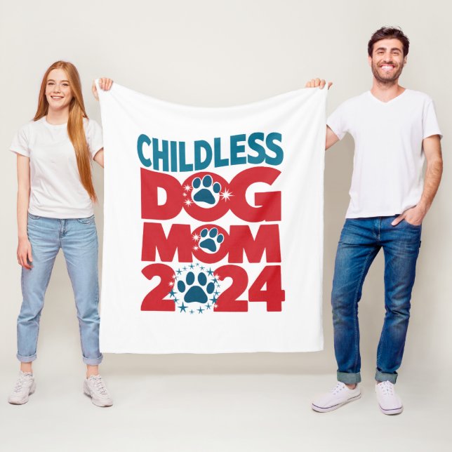 Childless Dog Mum Dog Lady Voting Patriotic Dog  Fleece Blanket (In Situ)