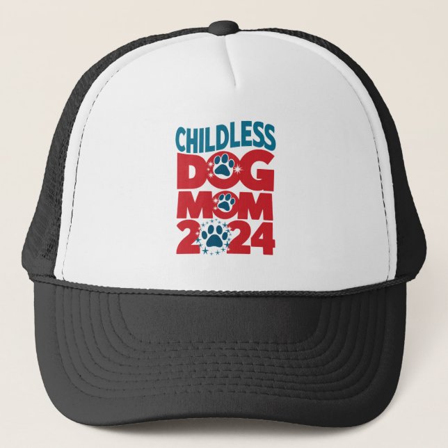 Childless Dog Mum Dog Lady Voting Patriotic Dog  Trucker Hat (Front)