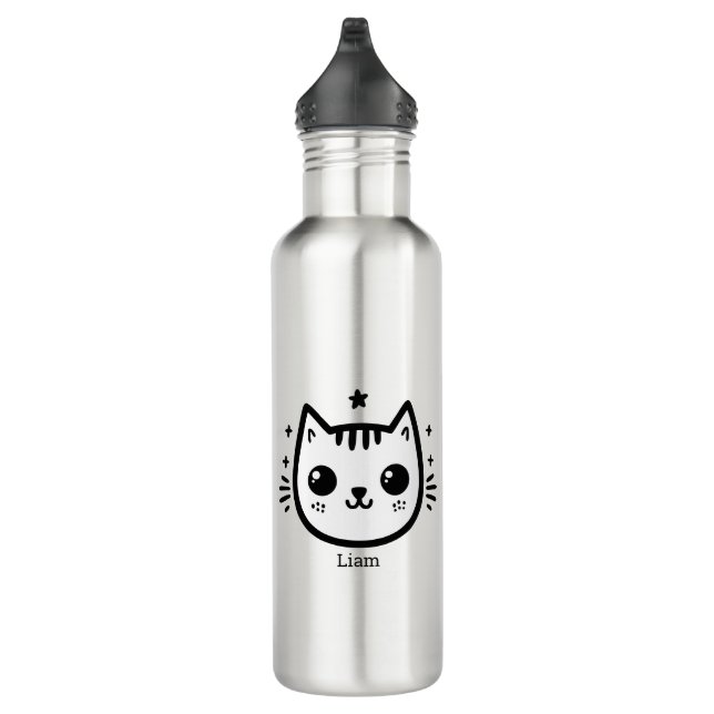 Childlike Drawing | Black and White | Minimalist 710 Ml Water Bottle (Right)