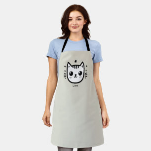 Childlike Drawing Black and White Minimalist Apron