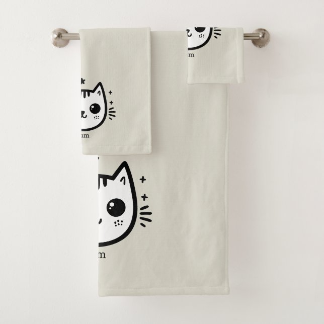 Childlike Drawing | Black and White | Minimalist Bath Towel Set (Insitu)
