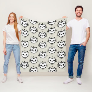 Childlike Drawing Black and White Minimalist Fleece Blanket