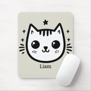 Childlike Drawing   Black and White   Minimalist Mouse Mat