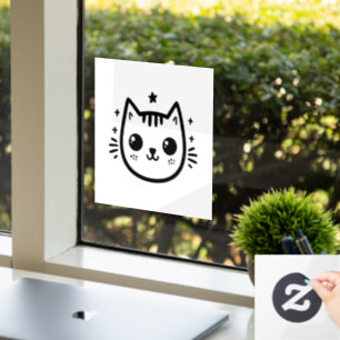 Childlike Drawing Black and White Minimalist Window Cling