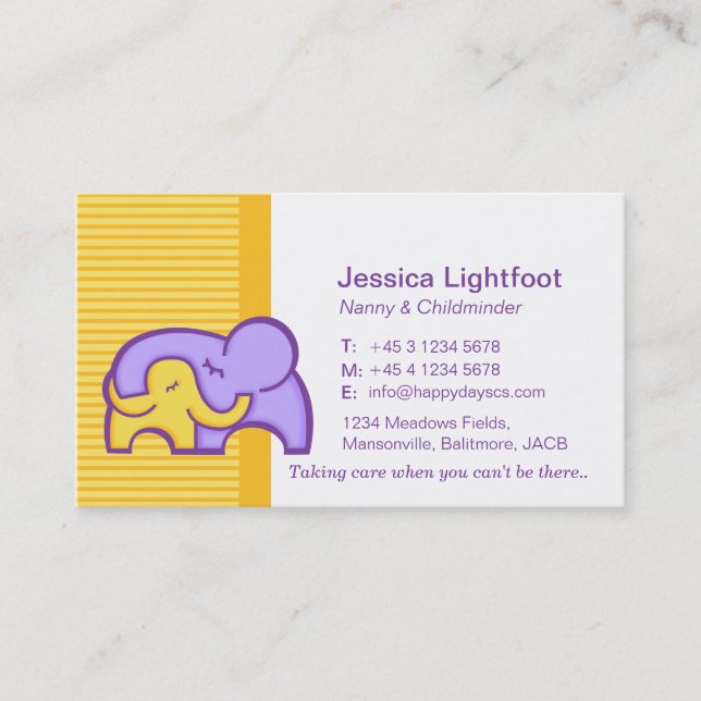 Childminder/ baby sitter / carer business cards (Front)