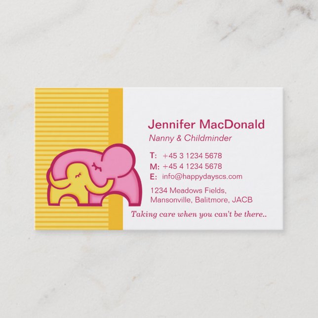 Childminder/ baby sitter / carer business cards (Front)