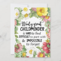 Childminder Card Thank You Card Truly Great