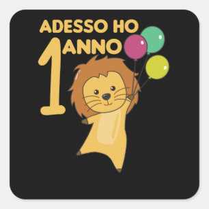 Children 1st Birthday Lion 1 Year Old Square Sticker