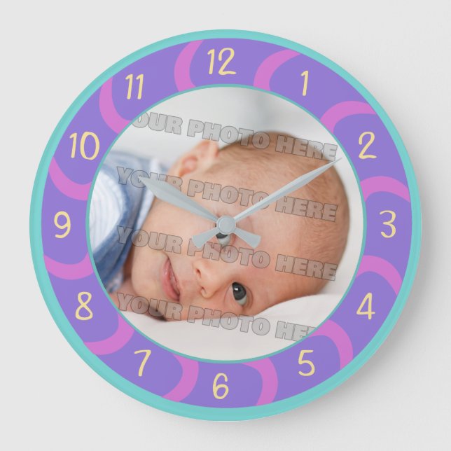 Children and Baby Custom Large Clock (Front)