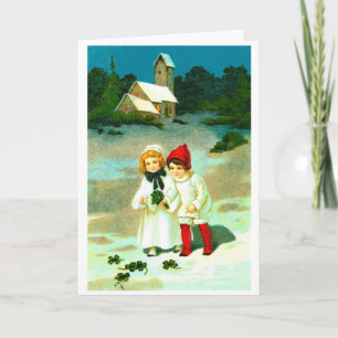 Children and clover holiday card