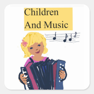 Children and music square sticker