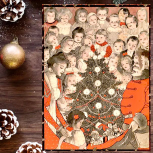 Children and Santa, a vintage Christmas Holiday Card